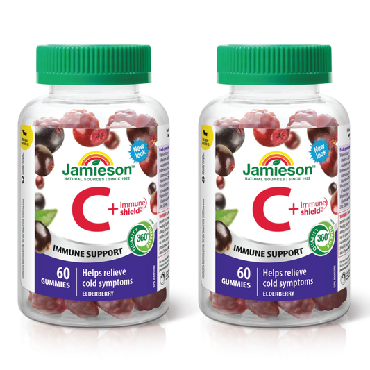 【优惠组合】2瓶 x Jamieson 维生素 C +免疫盾接骨木萃取（缓解感冒症状)，60 粒软糖