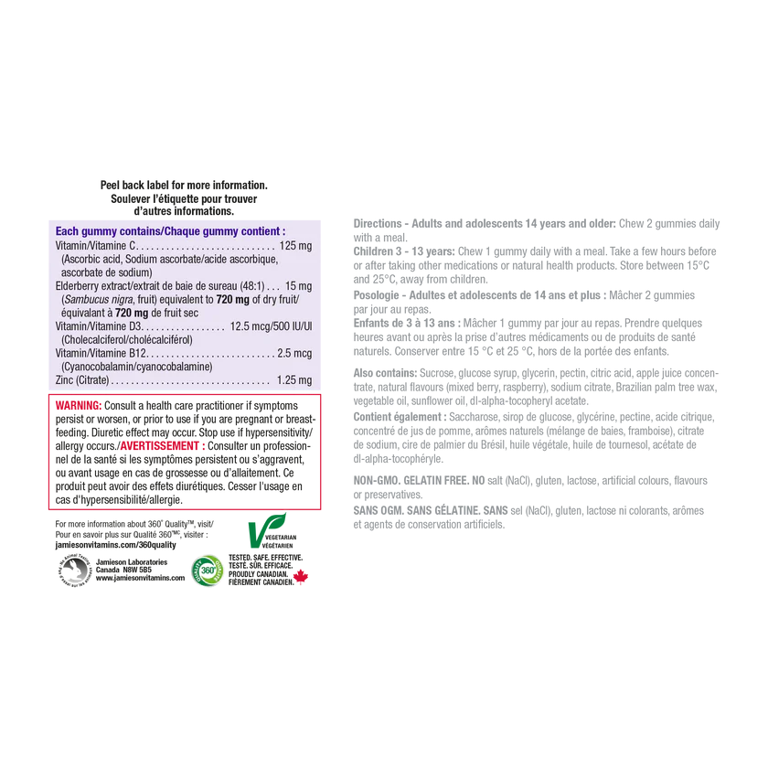 Jamieson Vitamin C + Immune Shield Elderberry 60 gummies