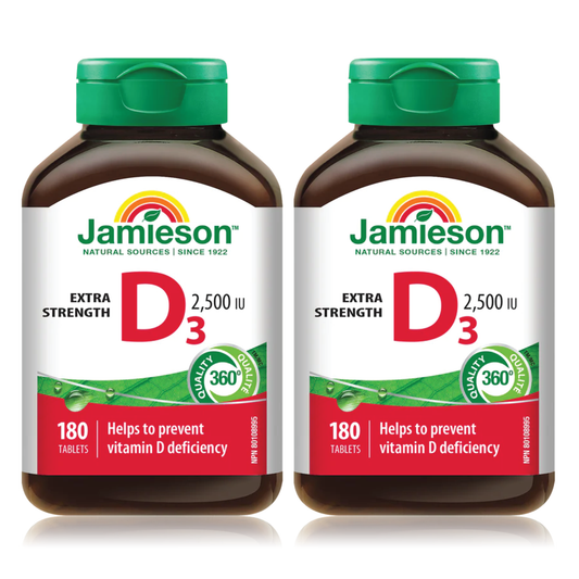2 x Jamieson Vitamin D 2,500IU, 180 tabs Bundle