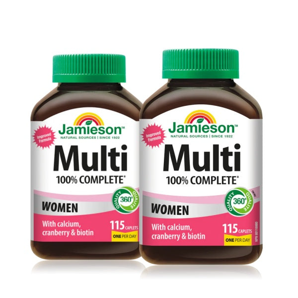 2 x Jamieson 100% Complete Multivitamin for Women 115 caplets Bundle