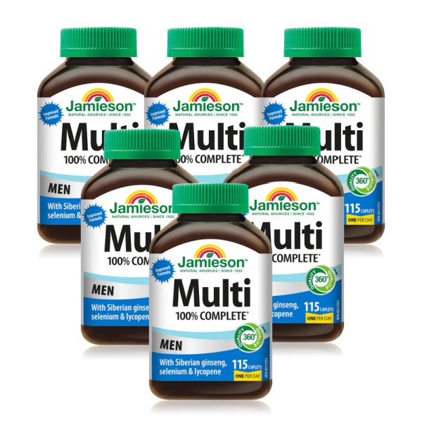 6 x Jamieson 100% Complete Multivitamin for Men , 115 caplets Bundle