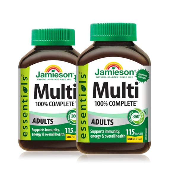 2 x Jamieson Essentials 100% Complete Multivitamin for Adults, 115 caplets Bundle