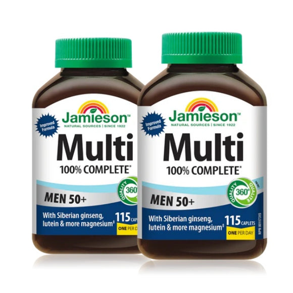 2 X Jamieson 100% Complete Multivitamin for Men 50+ , 115 caplets Bundle