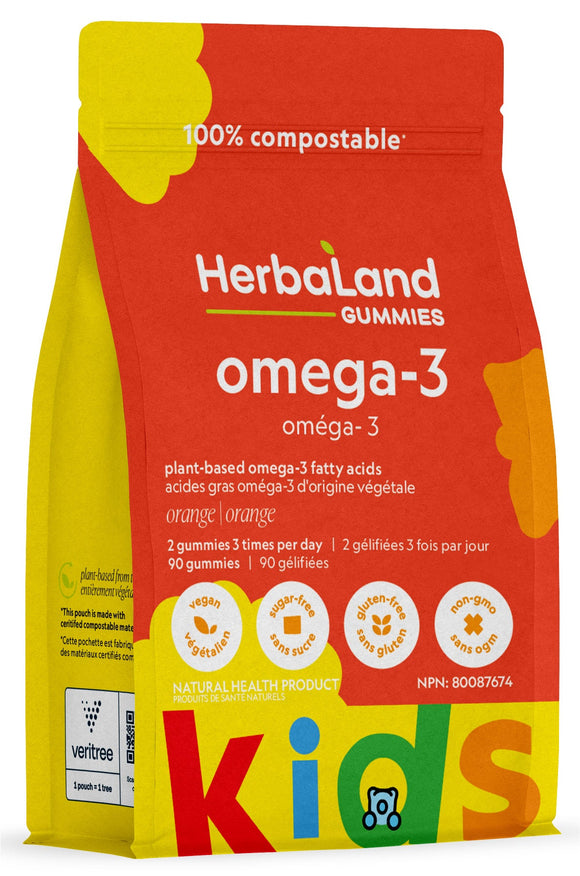 【清倉特價】Herbaland 兒童魚油 Omega-3 軟糖，90 粒 有效期至2024年11月