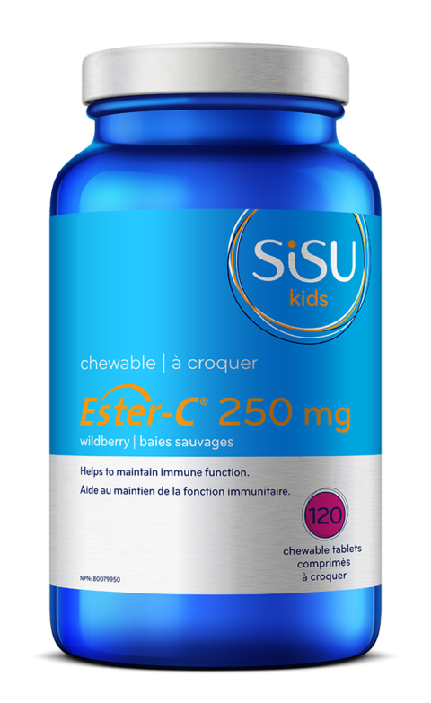 SISU Kids Ester-C® 250 mg, Natural Orange Flavour, 120 chewable Tablets