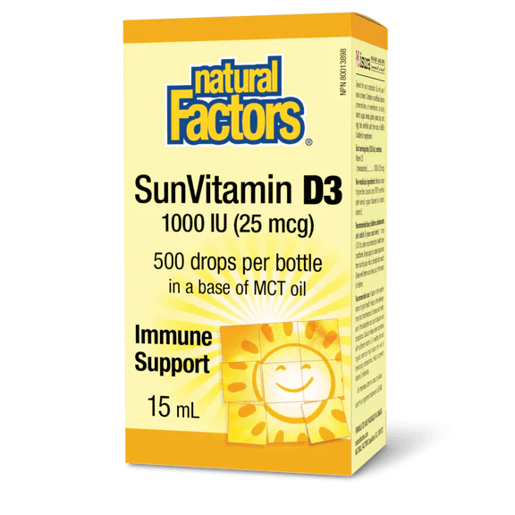 Box of Natural Factors SunVitamin D3 supplement on a white background Natural Vitamin Direct Inc natvd.com