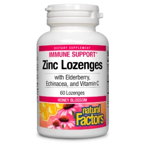 Zinc lozenges supplement bottle with colorful label on a white background