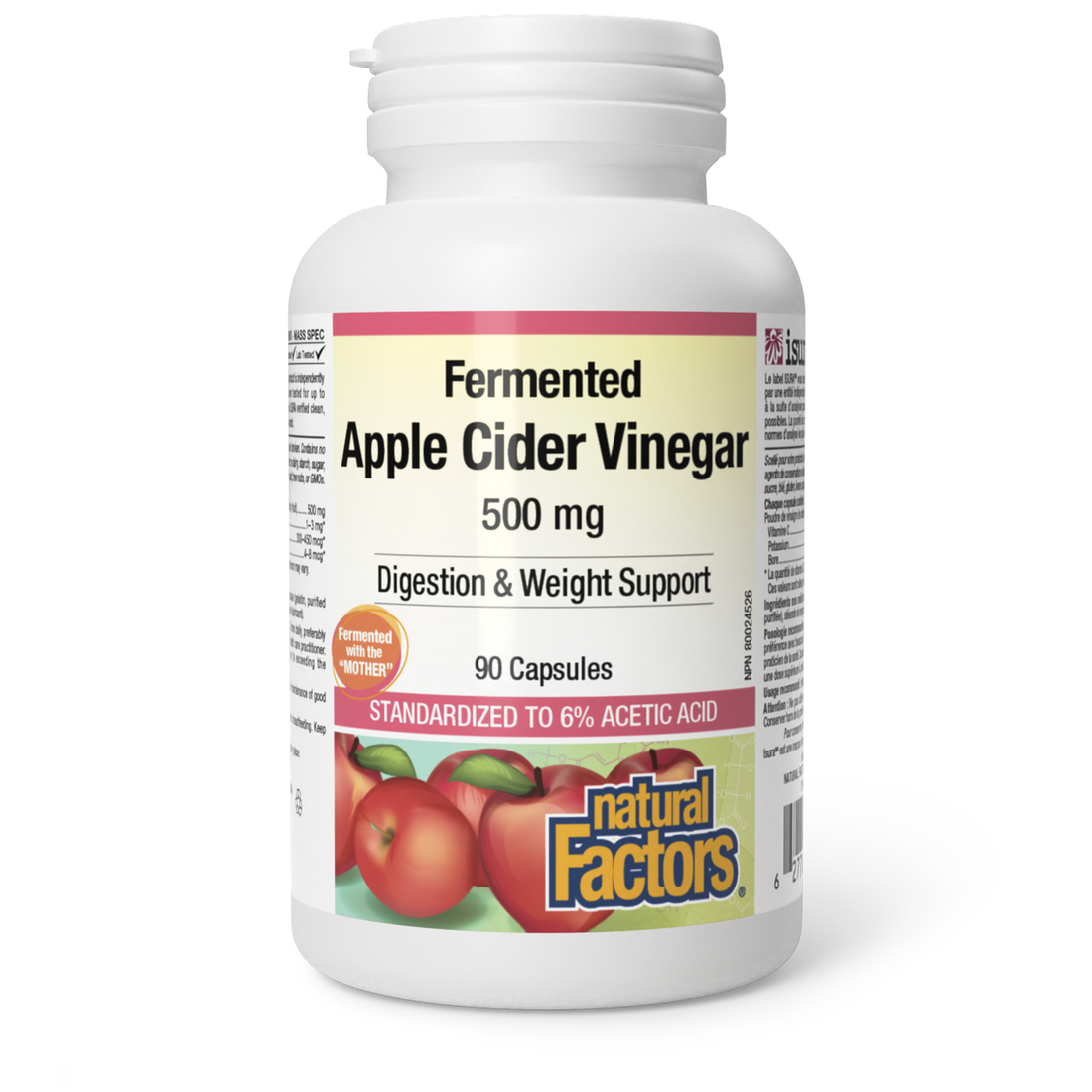 Natural Factors Apple Cider Vinegar 500mg, 90 Capsules