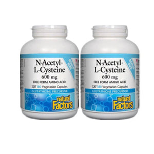  [優惠組合] 2瓶 X Natural Factors 提高免疫力N-Acetyl-L-Cysteine 600毫克，優惠裝180粒素食膠囊