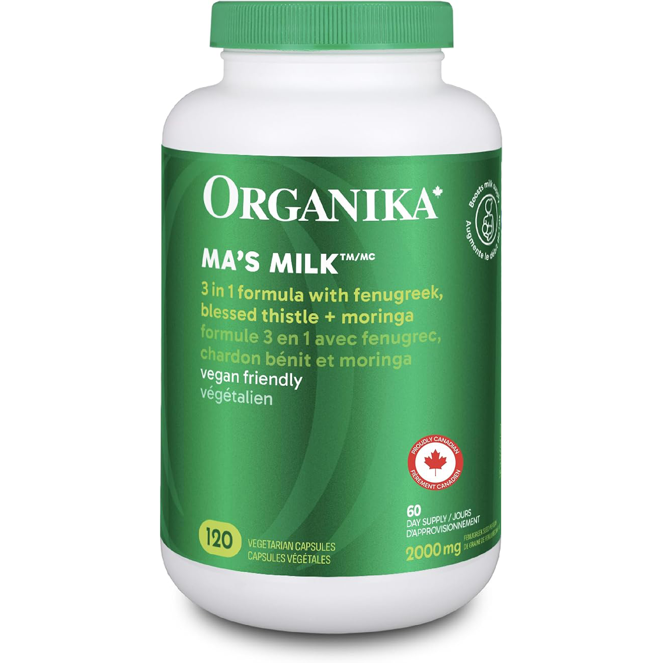 Organika 純天然母乳催乳劑 100 毫克。 120 粒