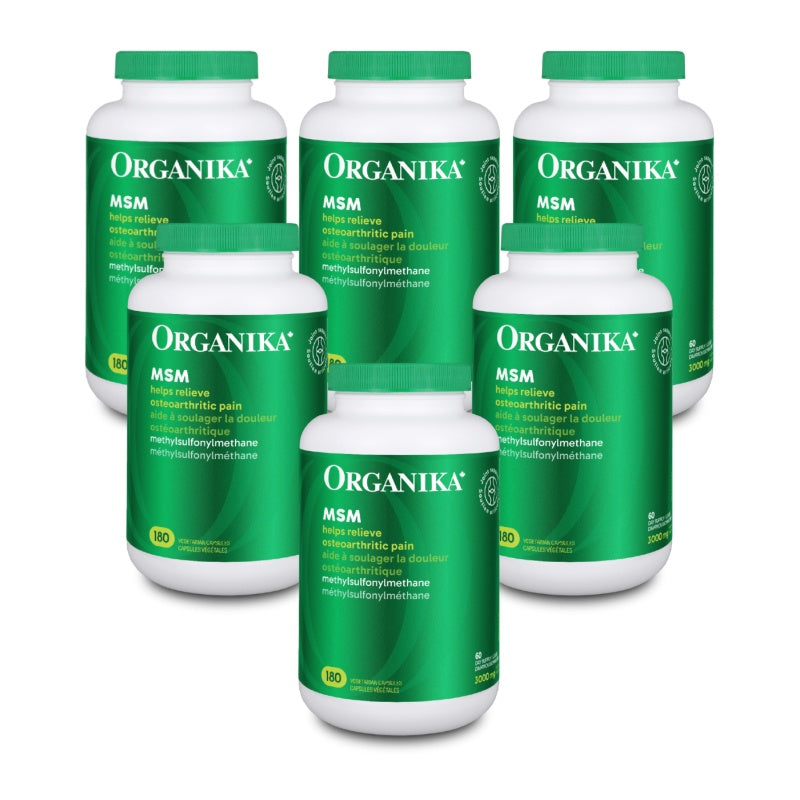 6x Organika MSM (Methyl-Sulfonyl-Methane) 1000 mg 180 veg capsules Bundle
