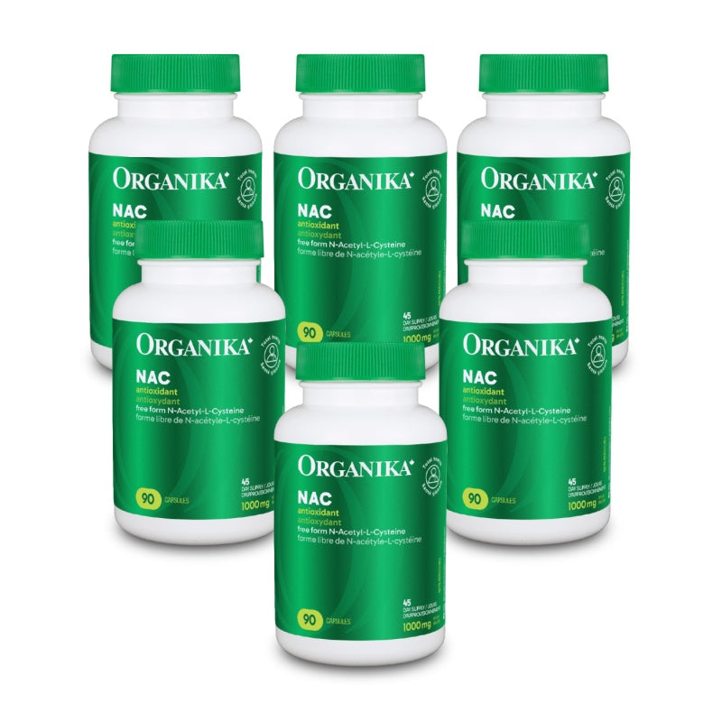 6x Organika NAC (N-Acetyl-L-Cysteine) 500 mg 90 Capsules Bundle