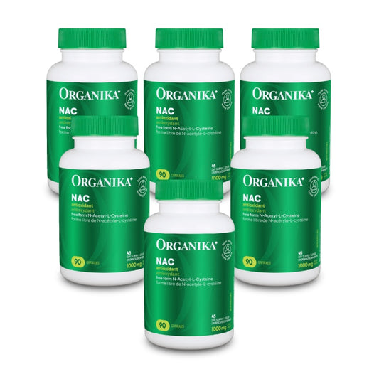 6x Organika NAC (N-Acetyl-L-Cysteine) 500 mg 90 Capsules Bundle