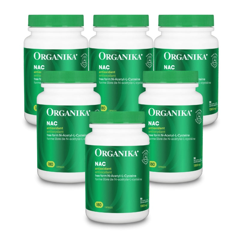 [优惠组合] 6瓶x Organika NAC（(N-Acetyl-L-Cysteine) 强效抗氧化排毒， 500 毫克，180 粒胶囊
