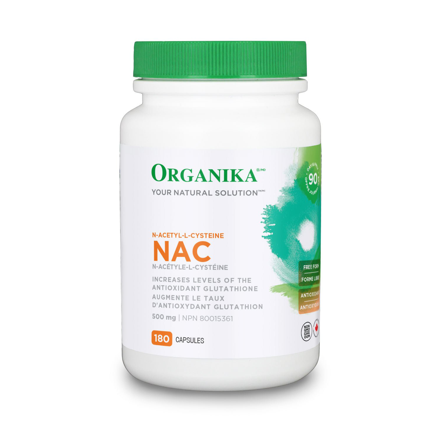 Organika NAC（(N-Acetyl-L-Cysteine) 強效抗氧化排毒， 500 毫克，180 粒膠囊