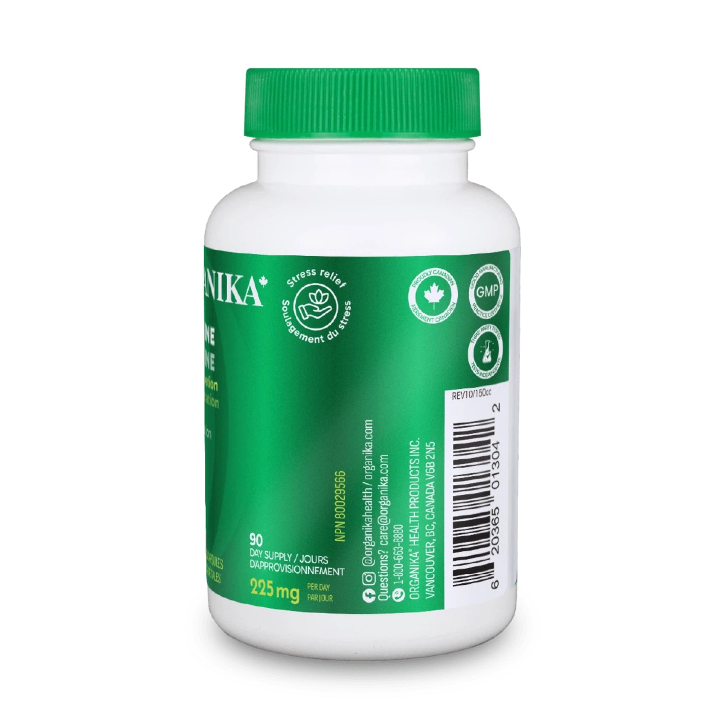 Organika 減壓助眠L-茶氨酸 225 毫克，90 粒素食膠囊