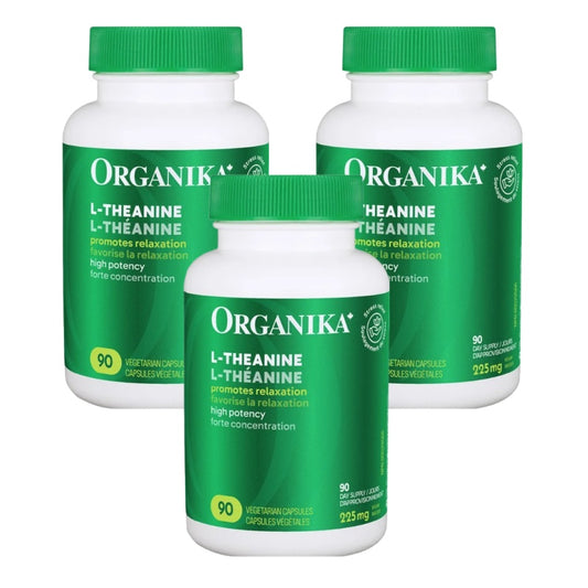 【优惠组合】3瓶 x Organika 减压助眠L-茶氨酸 225 毫克，90 粒素食胶囊