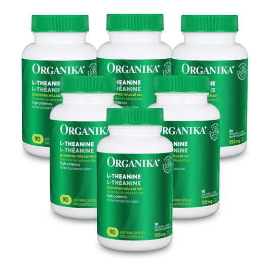 6x Organika L-theanine 225mg 90 vcaps Bundle