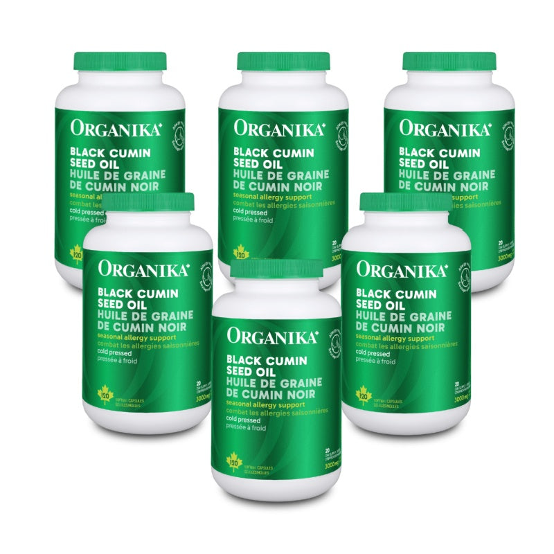 6x Organika Black Cumin Seed Oil 500 mg 120 softgels Bundle