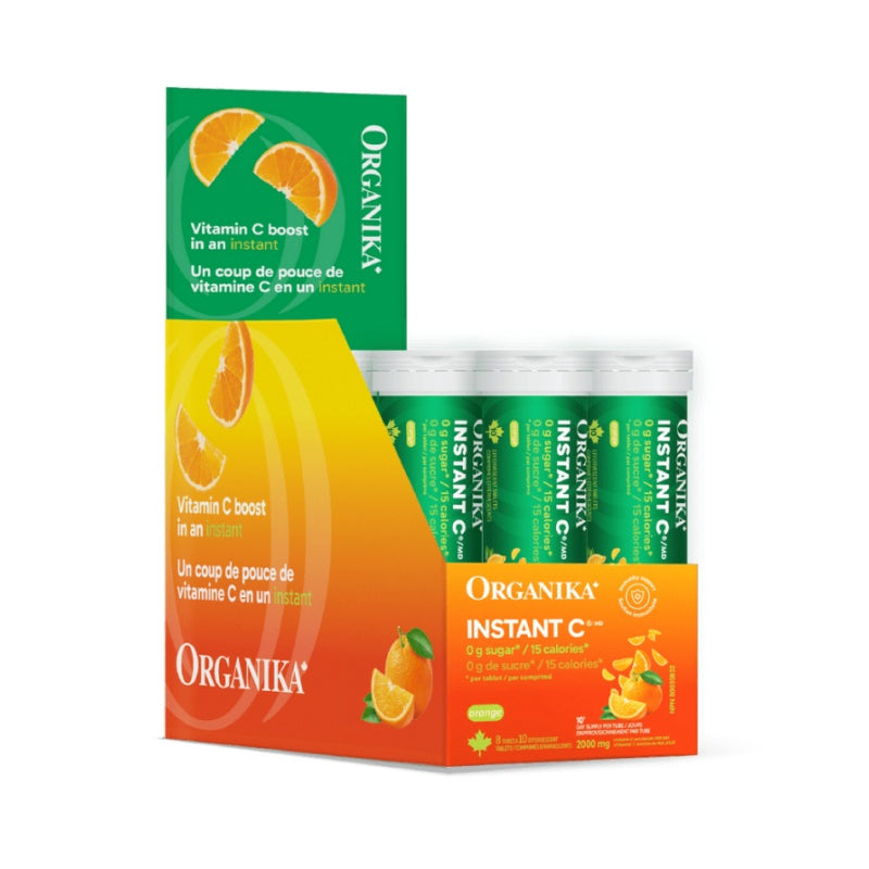 Organika 维生素C 泡腾片-天然橙味 1000 毫克，10 片 x 8 管