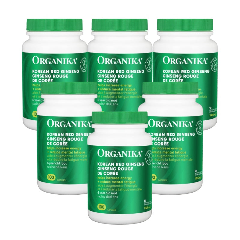 6x Organika Korean Red Ginseng 500mg 100 caps Bundle