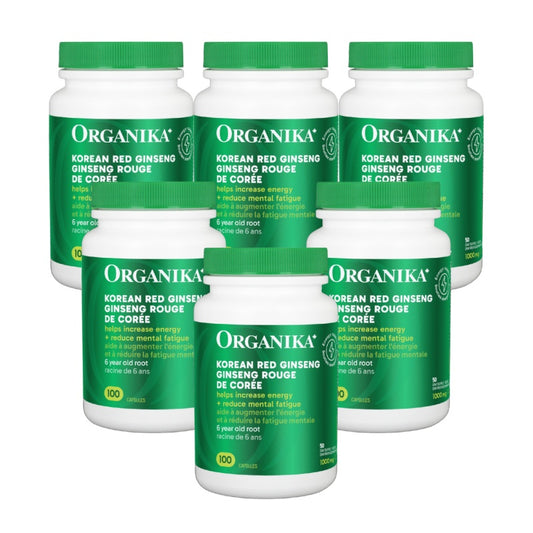 [優惠組合] 6瓶x Organika 韓國紅參（提高能量/免疫力） 500mg， 200 粒膠囊