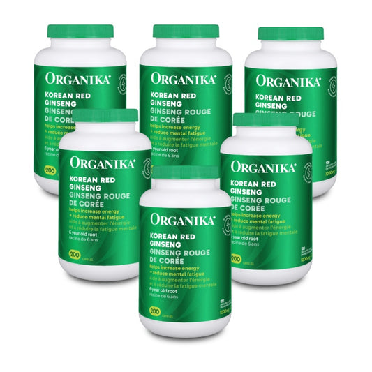 6x Organika Korean Red Ginseng 500mg 200 caps Bundle