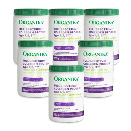 6x Organika Full Spectrum Collagen Type 1, 2, 3, 250g Bundle