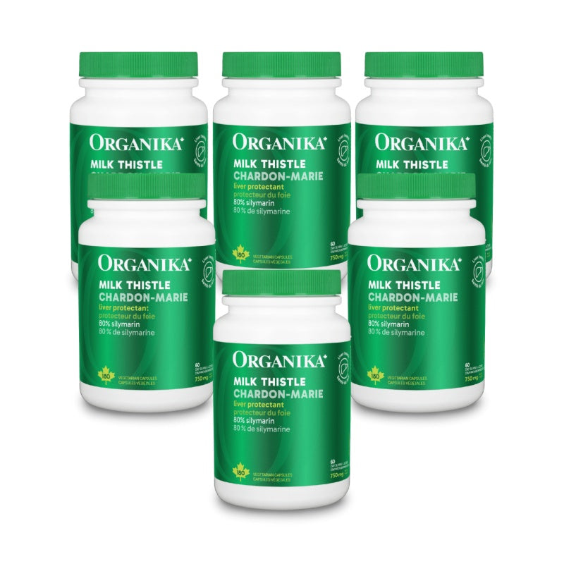6x Organika Milk Thistle 250mg 180 vegetarian capsules Bundle