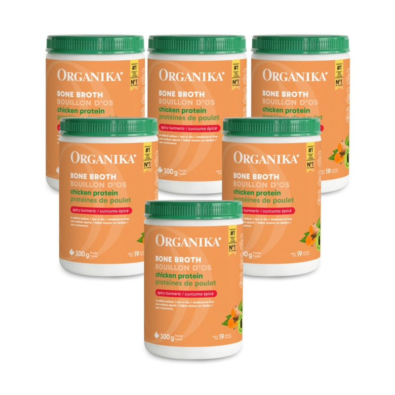 [優惠組合] 6瓶x Organika 薑黃黑胡椒鸡骨头汤蛋白质粉 300克 