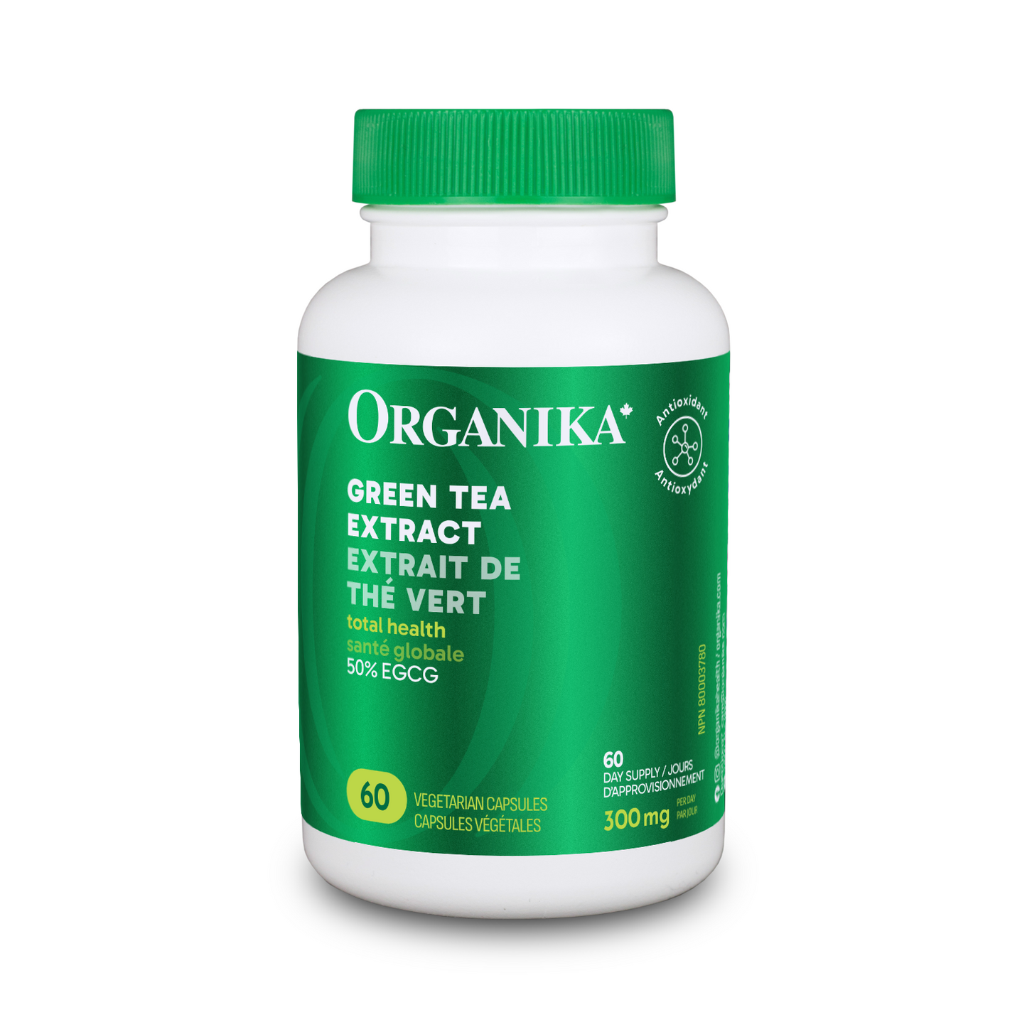 Organika 瘦身塑形綠茶萃取 300 毫克，60 粒素食膠囊