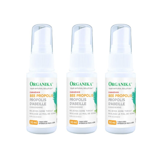 3x Organika Bee Propolis Throat Spray Alcohol Free 30 ml Bundle
