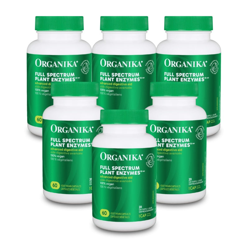 6 Organika Full Spectrum Plant Enzymes 500mg 60 vegetarian capsules Bundle