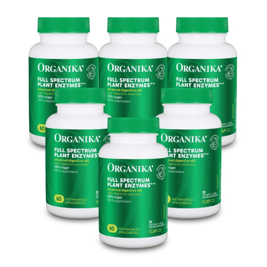 [优惠组合] 6瓶 x Organika 综合植物酵素，帮助消化通肠保胃壁，500毫克，60粒素食胶囊