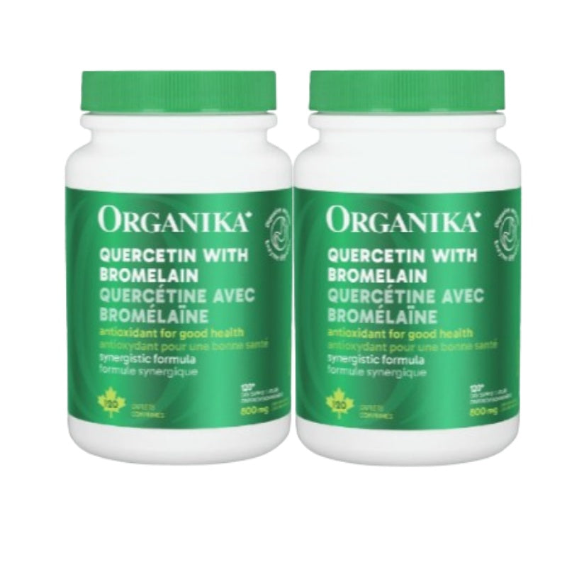 2x Organika Quercetin with Bromelain 500mg 120 caplets Bundle
