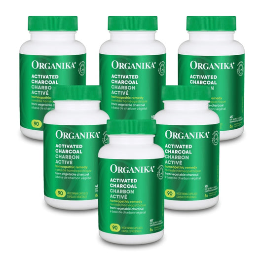 6x Organika Activated Charcoal 8X, 90 vcaps Bundle