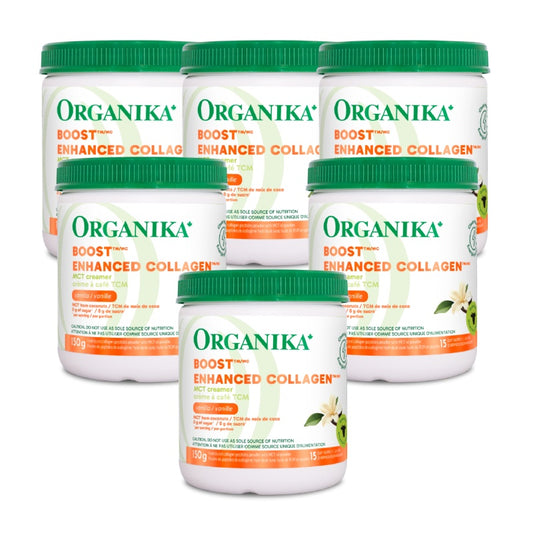 6x Organika Enhanced Collagen Boost Vanilla 150g MCT Creamer Bundle