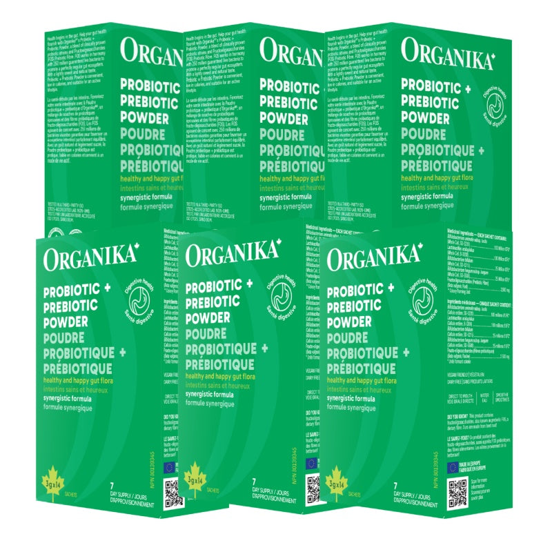 6x Organika Probiotic + Prebiotic Powder, 3g x 14 sachets Bundle