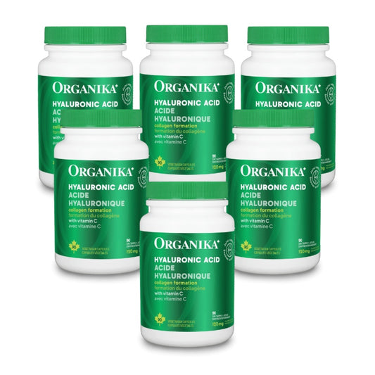[优惠组合] 6瓶 X Organika 美容养颜透明质酸 + 维生素 C 120 毫克，90 粒素食胶囊