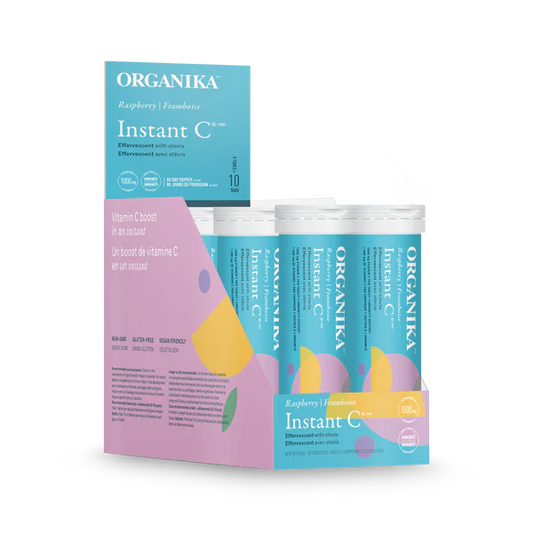 Organika Instant C Effervescent Raspberry 1000mg 10 tabs x 8 tubes