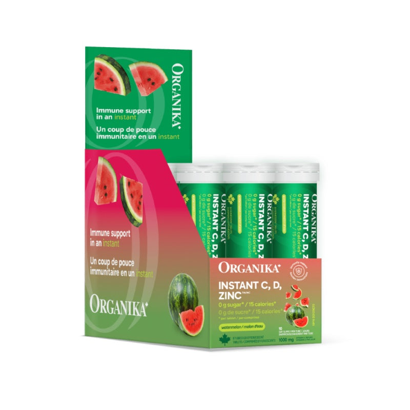 Organika 速溶維生素 C、D、鋅免疫泡騰片 - 西瓜口味 10 片 x 8 支