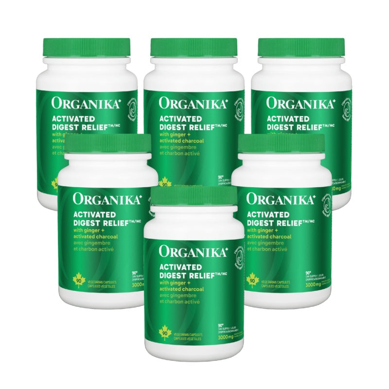 6x Organika Activated Digest Relief 90 Vegetarian Capsules Bundle