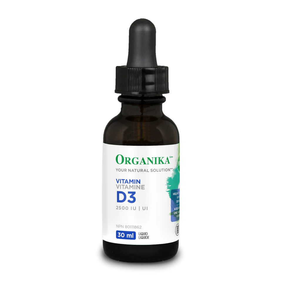 Organika Vitamin D3 dropper bottle on a white background natvd natural vitamin direct 