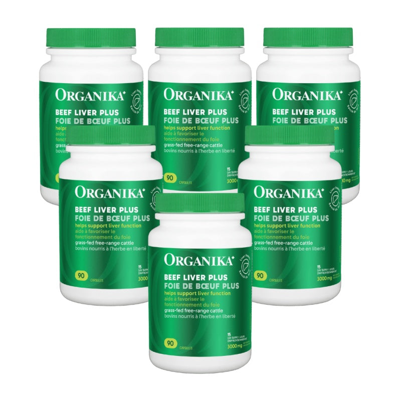 6x Organika Beef Liver Plus 90 capsules Bundle