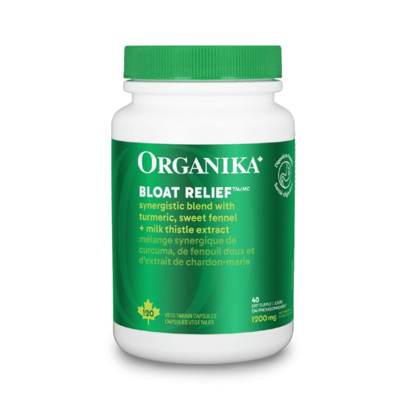 6x Organika Bloat Relief,  Powerful herbal blend to decrease bloating and gas 120 Vcaps Bundle