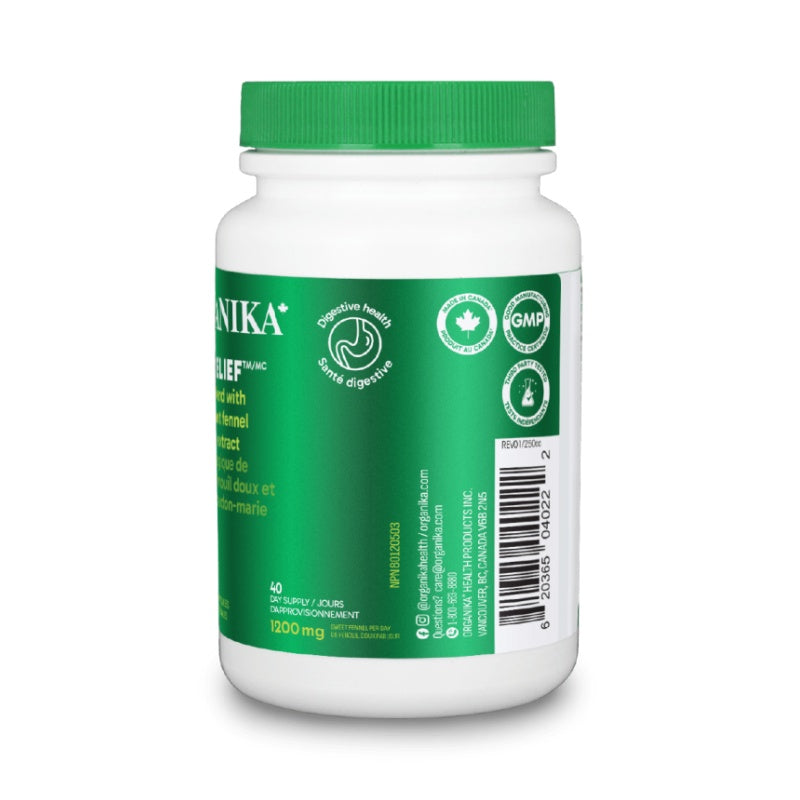 6x Organika Bloat Relief,  Powerful herbal blend to decrease bloating and gas 120 Vcaps Bundle