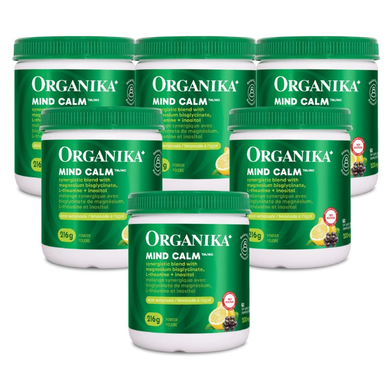 6x Organika Mind Calm Powder with Magnesium Bisglycinate & L-Theanine 216 g Bundle