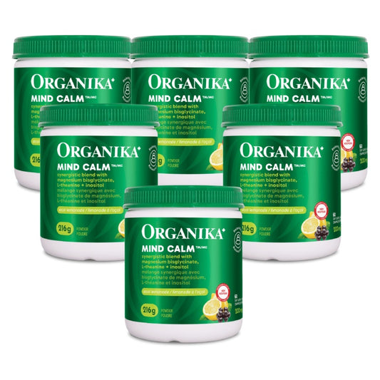 6x Organika Mind Calm Powder with Magnesium Bisglycinate & L-Theanine 216 g Bundle