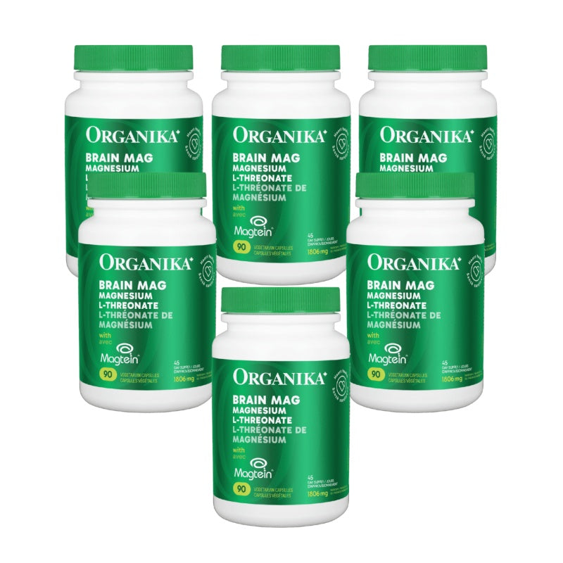 [优惠组合] 6瓶x Organika 健脑镁 (Magtein 镁 L-苏糖酸) 90 粒素食胶囊
