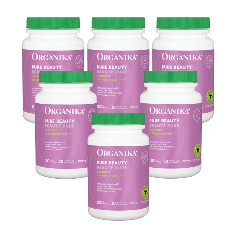 [優惠組合] 6瓶x Organika Pure Beauty 強效美容膠原蛋白 2600mg，120 粒裝